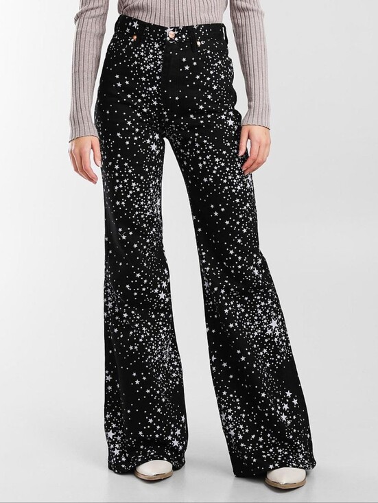 Wrangler Denim - Wrangler | Black Wanderer High Rise Flare Pant In Star Struck Size 29